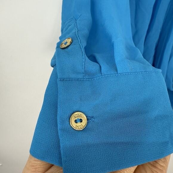 BCBGMAXAZRIA Sheer Chiffon Wrap Topper Women size XL Light Blue Long Sleeves - Picture 4 of 9